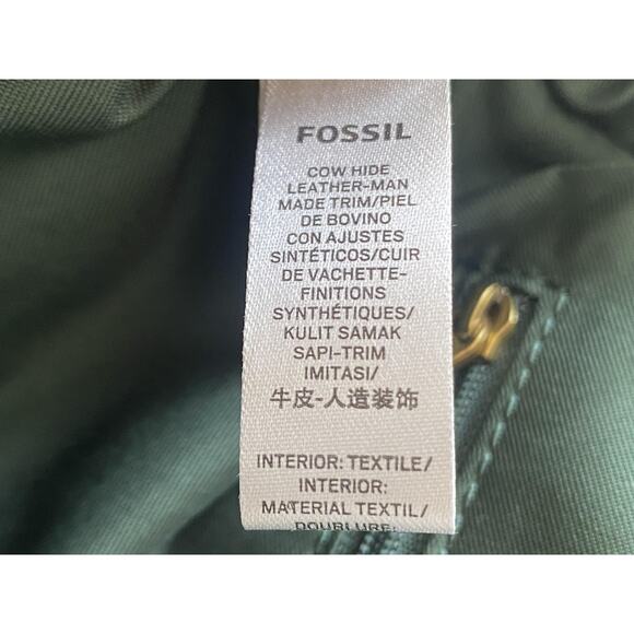 Fossil Crossbody Bag Forest Green Leather Messenger Purse Adjustable Strap - Picture 13 of 15